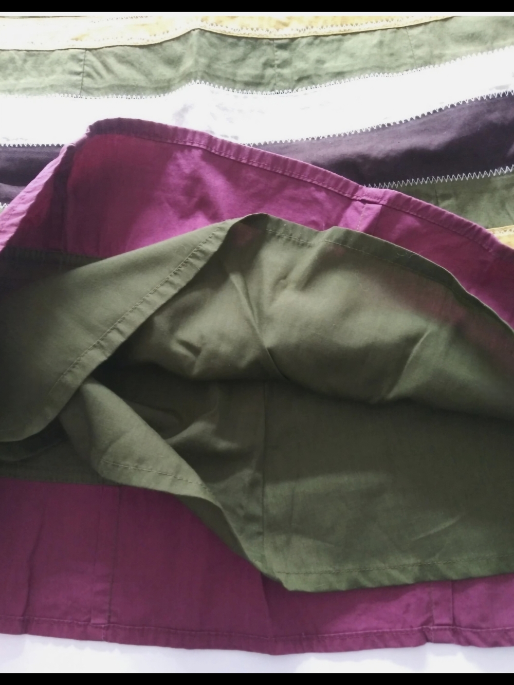 Olive Green Multicolor Striped A-Line Skirt with Side Zipper SZ EU 36/US 2 or 4 - Picture 3 of 8